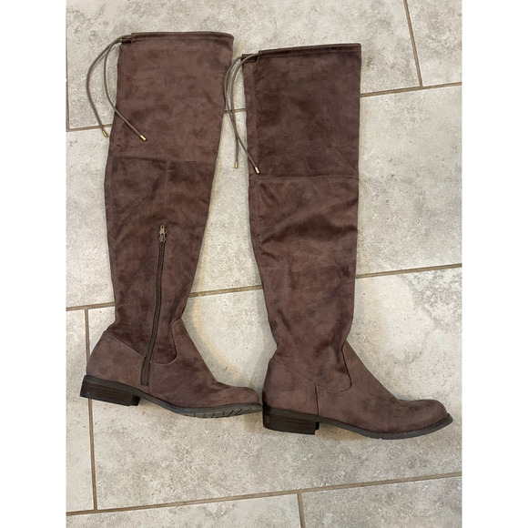 "Women's NINE WEST Brown/Mushroom Nolitagd Over The Knee Boots 8 M" - Picture 2 of 14